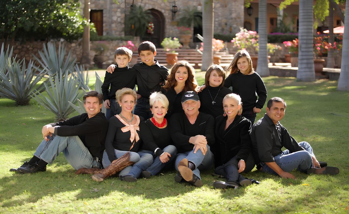 The Swickard family on the hacienda lawn